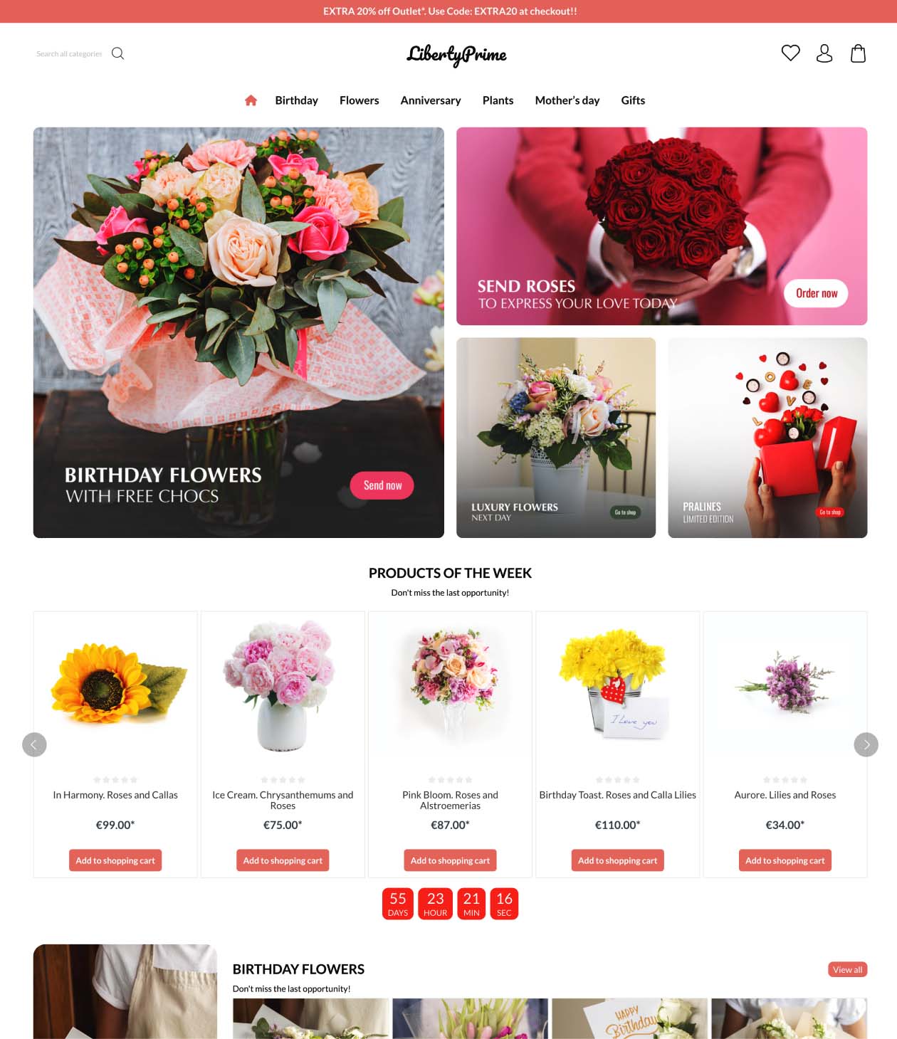An example of an online flower and gift store.